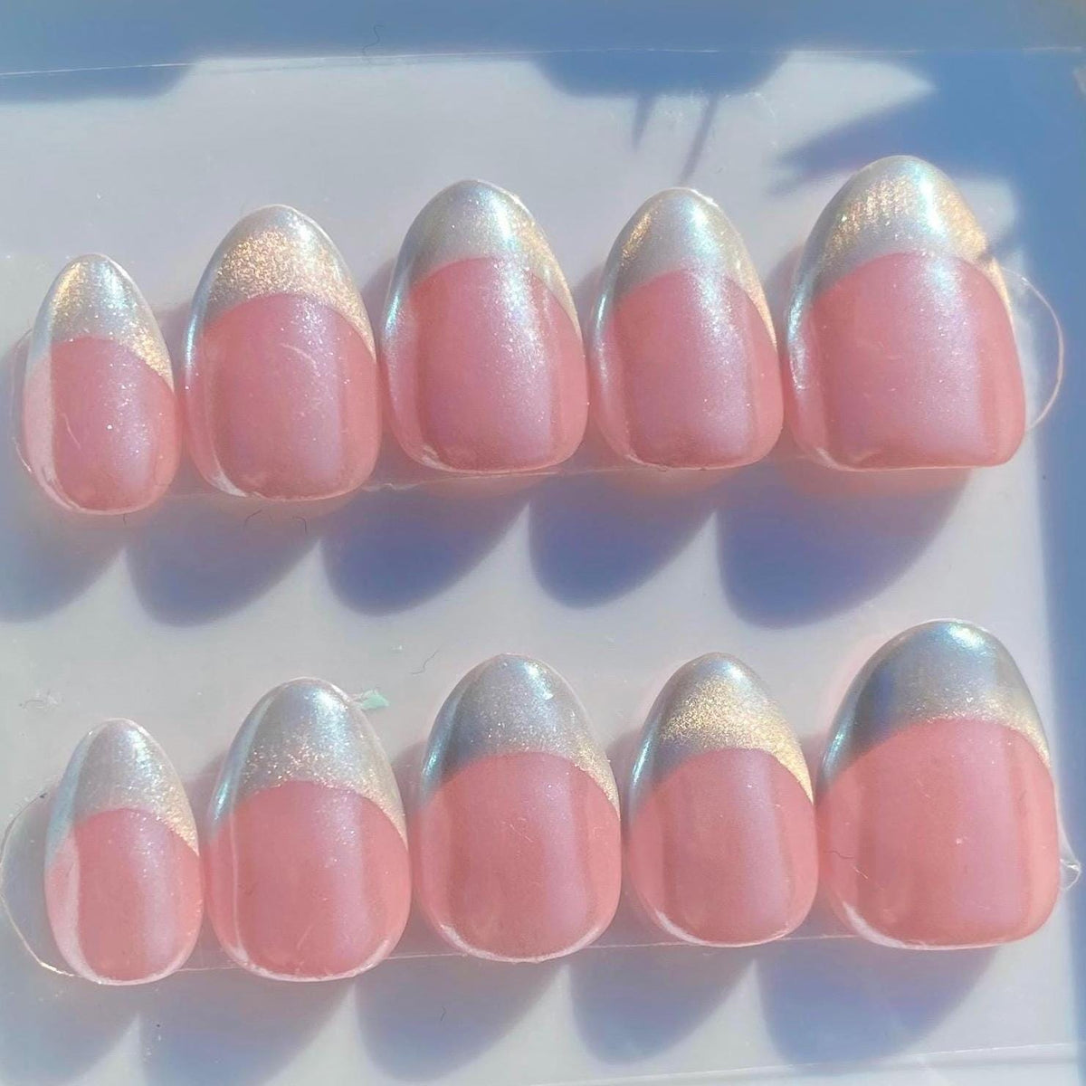 press on nails - simple cat eye french tips