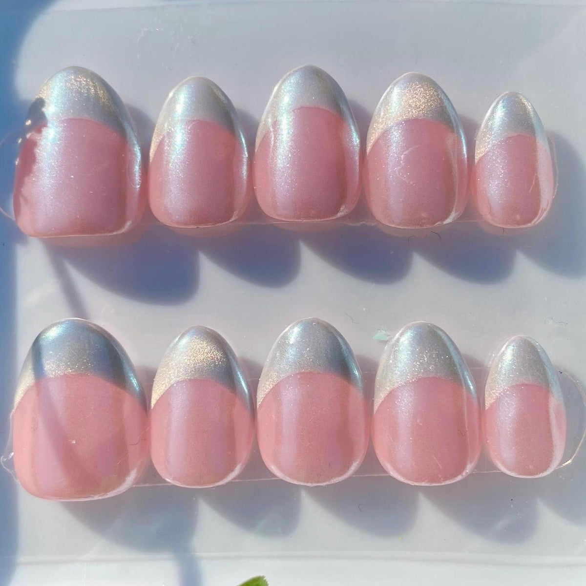 press on nails - simple cat eye french tips