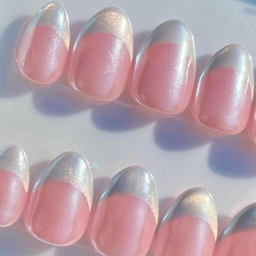 press on nails - simple cat eye french tips