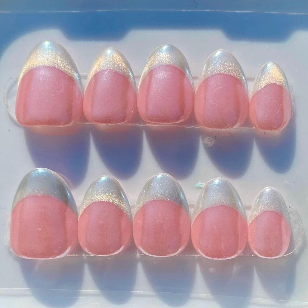press on nails - simple cat eye french tips
