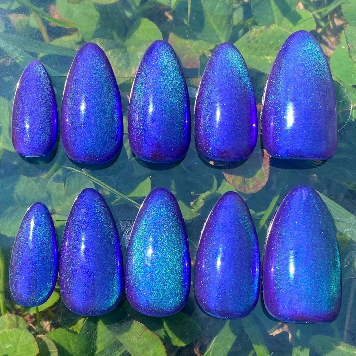 press on nails - mermaid cat eye chrome